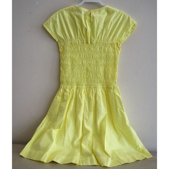 Lusana x Anthropologie SS23 Women's Sz L US 8 Lemon Yellow Demi Mini Dress - Picture 3 of 11